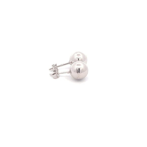 18K White Gold Earrings Stud Balls Polished 1.63 grams - Picture 3 of 12